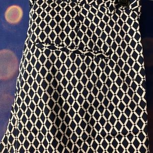 Navy & White Lattes  Pattern Ankle Trouser